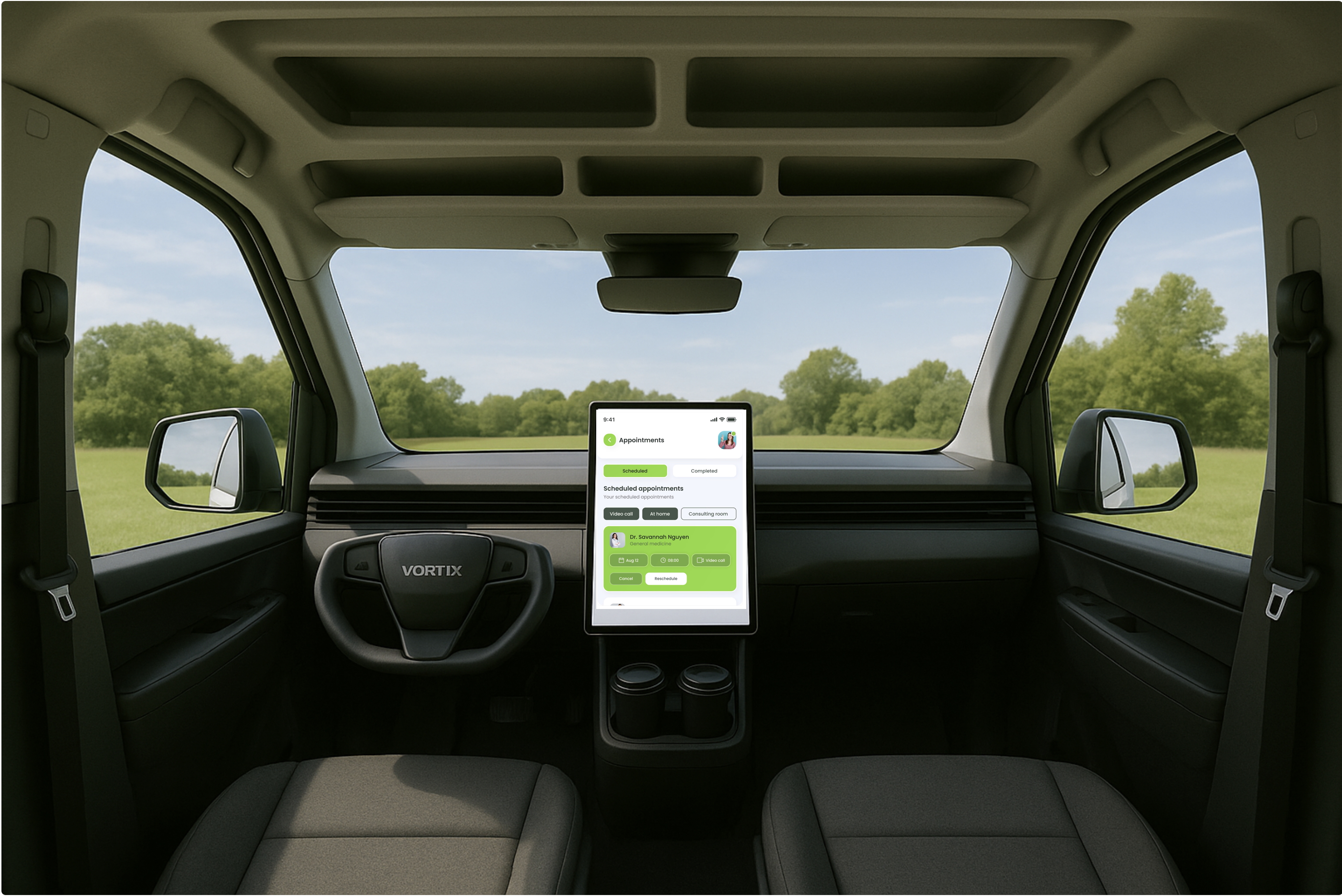 WORTIX EV cabin with center tablet